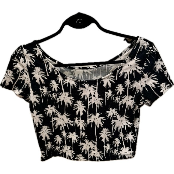 H&M Crop Top Black & White Palm Tree Print - Picture 4 of 6